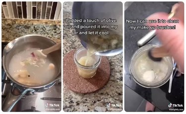 Steps for creating a makeup brush cleaner with soap ends
