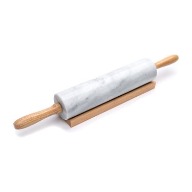 Fox Run Polished Marble Rolling Pin With Wooden Cradle