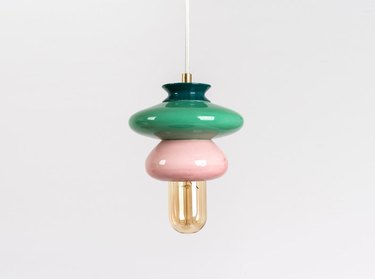 green and pink ceramic pendant light