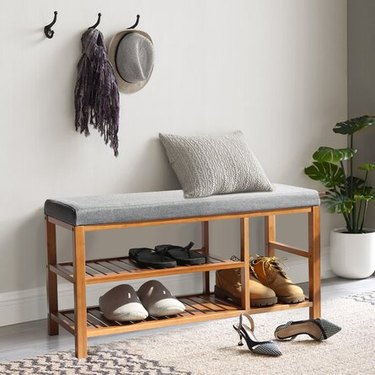 Dotted Line Two Tier Shoe Storage Bench