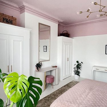 Room with a pink ceiling