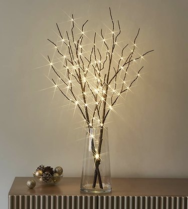 Lighted Brown Willow Branches