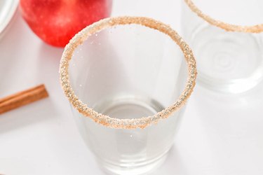 Drinking glass with cinnamon sugar on the rim