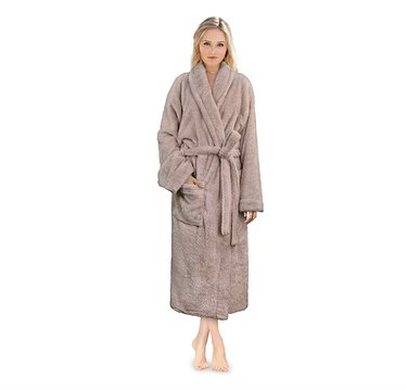 tan fuzzy robe