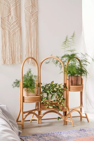 rattan multi-tiered plant stand