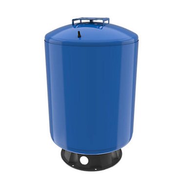 A blue well pressure tank