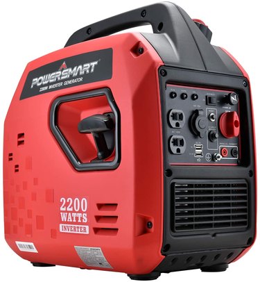 A red gas-powered generator
