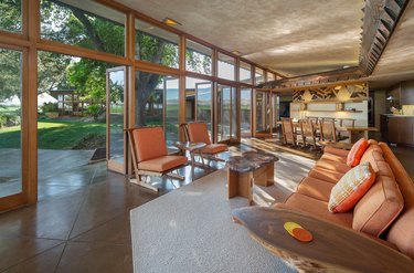 Interior of a Frank Lloyd Wright house living room area