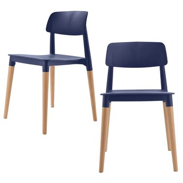 navy plastic chairs with beechwood legs