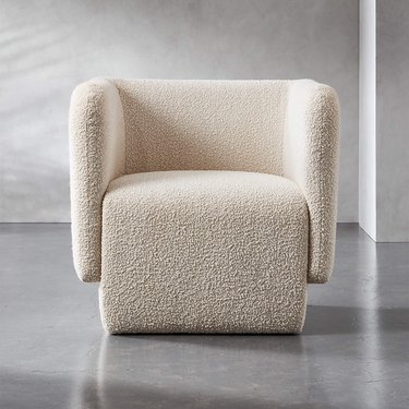 Chair with cream boucle fabric
