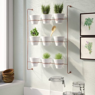 wall-mounted planter with nine plants