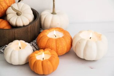 Pumpkin shaped candles.