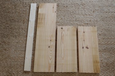 2x12 cut into three pieces and 1x4 cut into one long piece