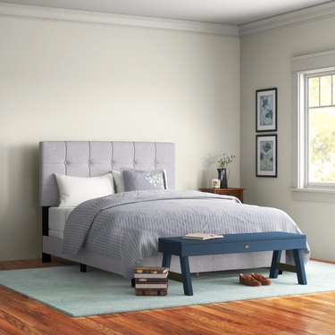 gray fabric bed