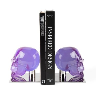 purple skull bookends