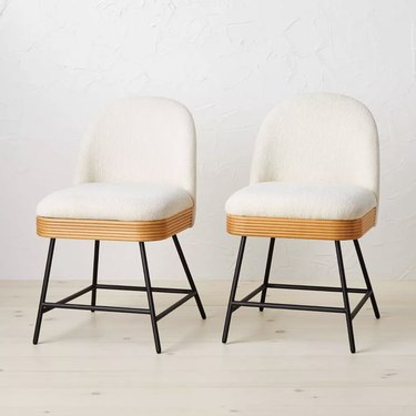 white and wood dining chairs