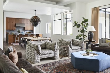 living room and dining area