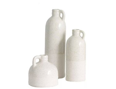 bottle vases in white and cream