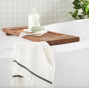 wooden bath tray