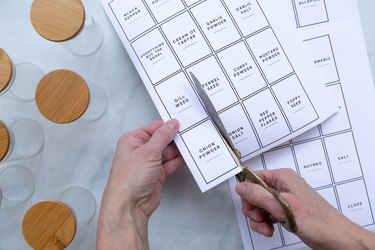 cutting out spice jar labels
