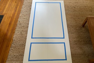 Molding design taped with blue painter's tape on IKEA FORSAND doors