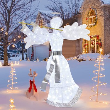ideas for Christmas lights outdoors pre-lit sculptures