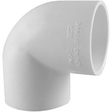 A white plumbing elbow piece