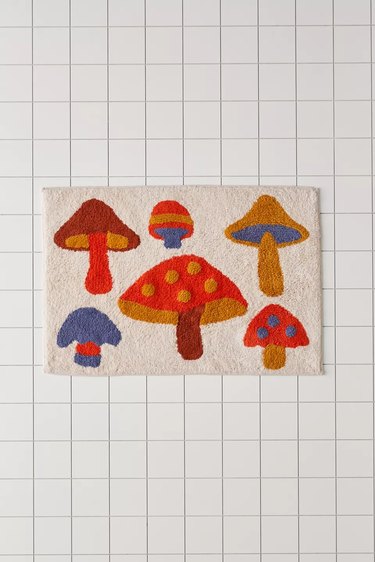 mushroom motif bath mat