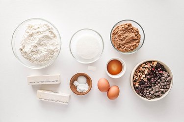 Ingredients for brown butter chocolate chip cookies