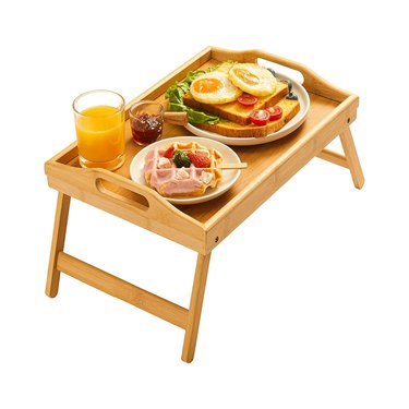 Pipishell Bamboo Bed Tray Table With Foldable Legs