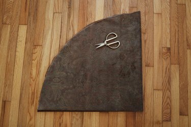 Brown velvet fabric cut into arc shape