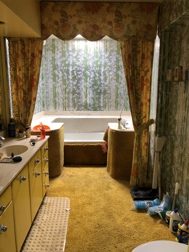 carpeted bathroom space