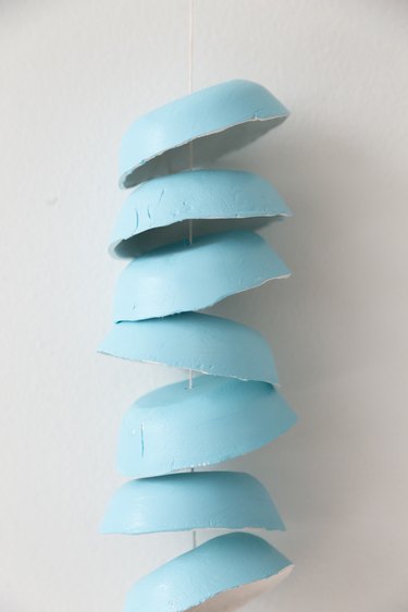 DIY Clay Wind Chimes painted blue