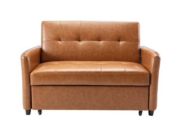 faux leather small sleeper sofa