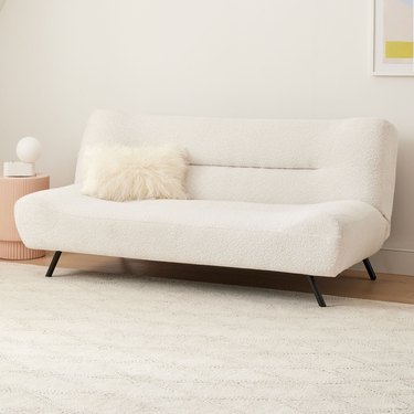 white boucle futon