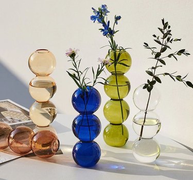 vases in various color in circular shapes