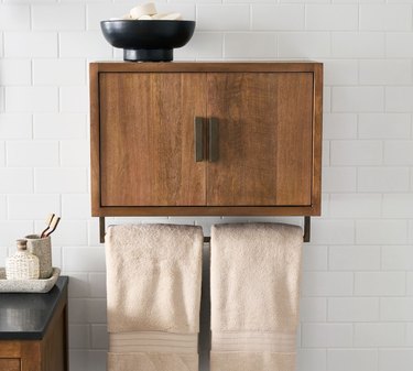 mango wood minimal chic bathroom wall cabinet