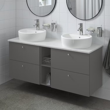 IKEA modern gray double bathroom vanity