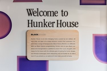Black Spaces iteration of Hunker House showroom featuring welcome statement