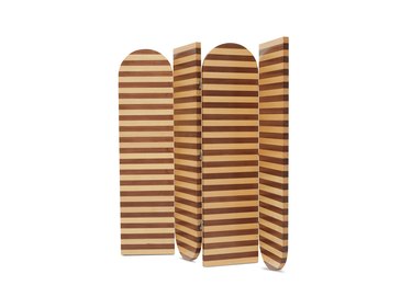 striped wood folding screen