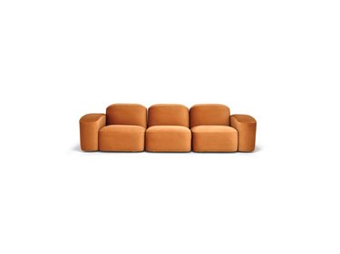 rounded brown sofa