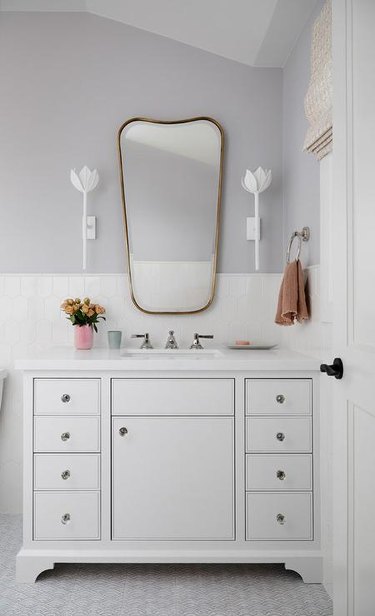bathroom mirror lighting ideas with flower lights