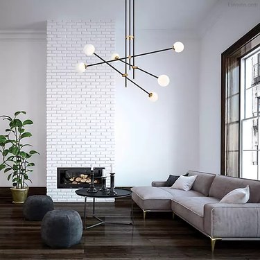 modern chandelier in living room