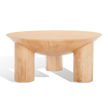 chunky three-leg light wood coffee table