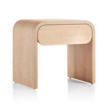 simple curved light-wood nightstand