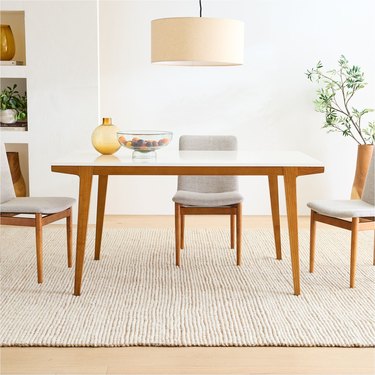 white and wood extendable dining table