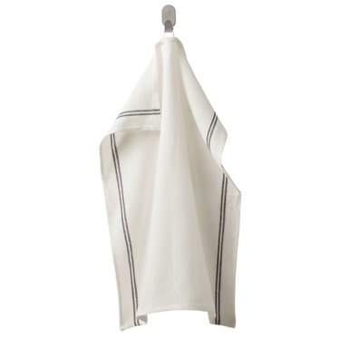 dish towel hanging from hook