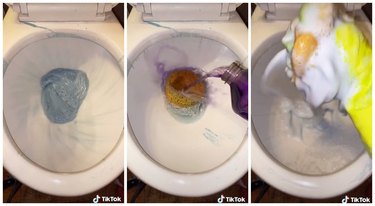 rainbow toilet cleaning with pine sol