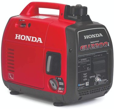 A red Honda portable generator