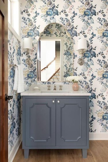small bathroom vanity ideas with blue vanity